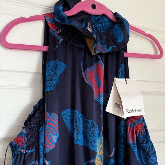 Rodebjer blue silk cold shoulder midi dress - size XL NWT - Picture 5 of 6